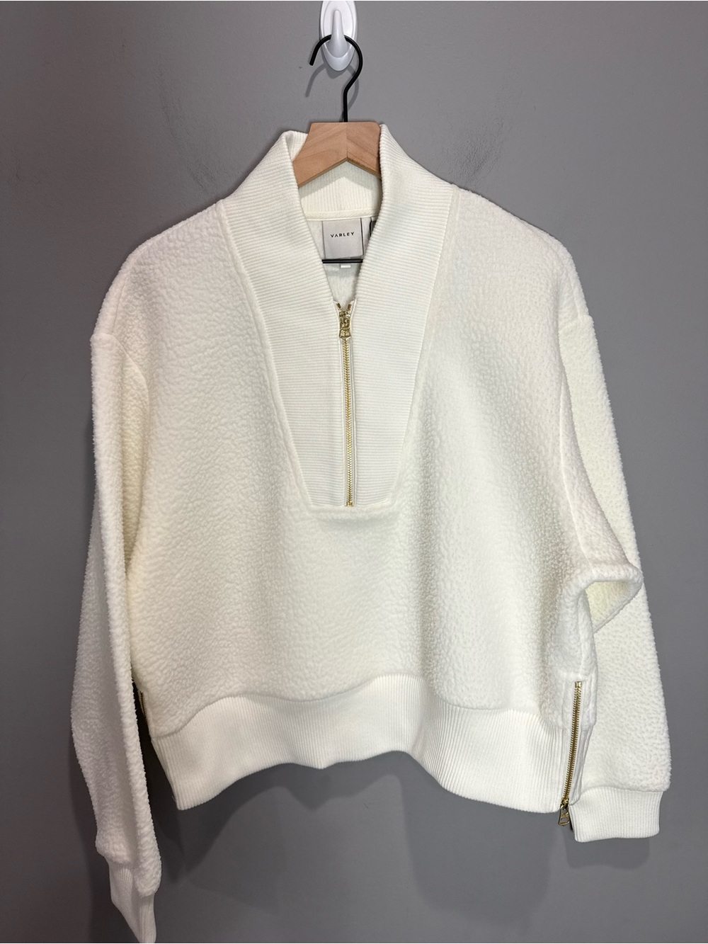 Varley Mumford Half Zip Fleece Egret White Pullover Size Large